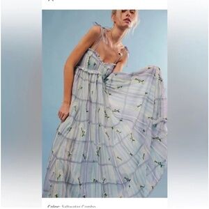 Free People willow maxi dress Floral embroidered tiered dress
